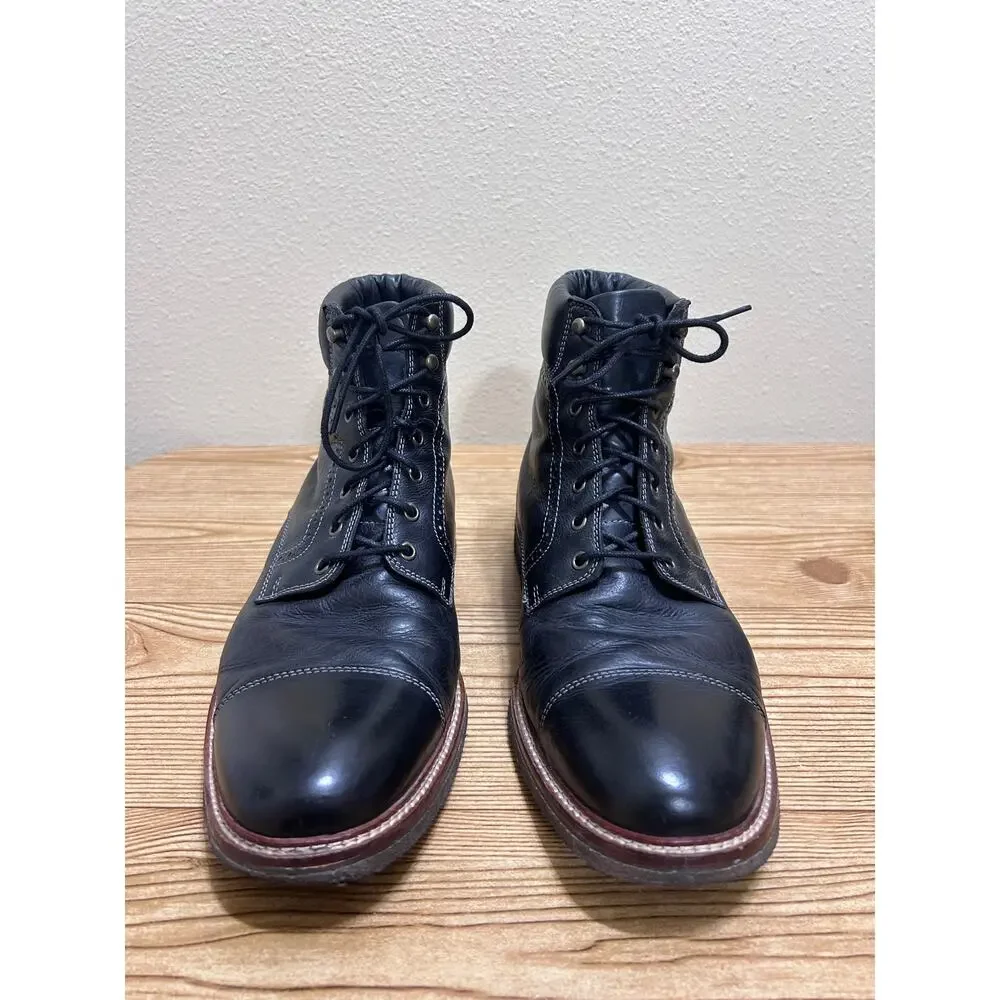 Johnston & Murphy JM 1850 Leather Boots Mens 10.5 Black Cap Toe Lace Up USA